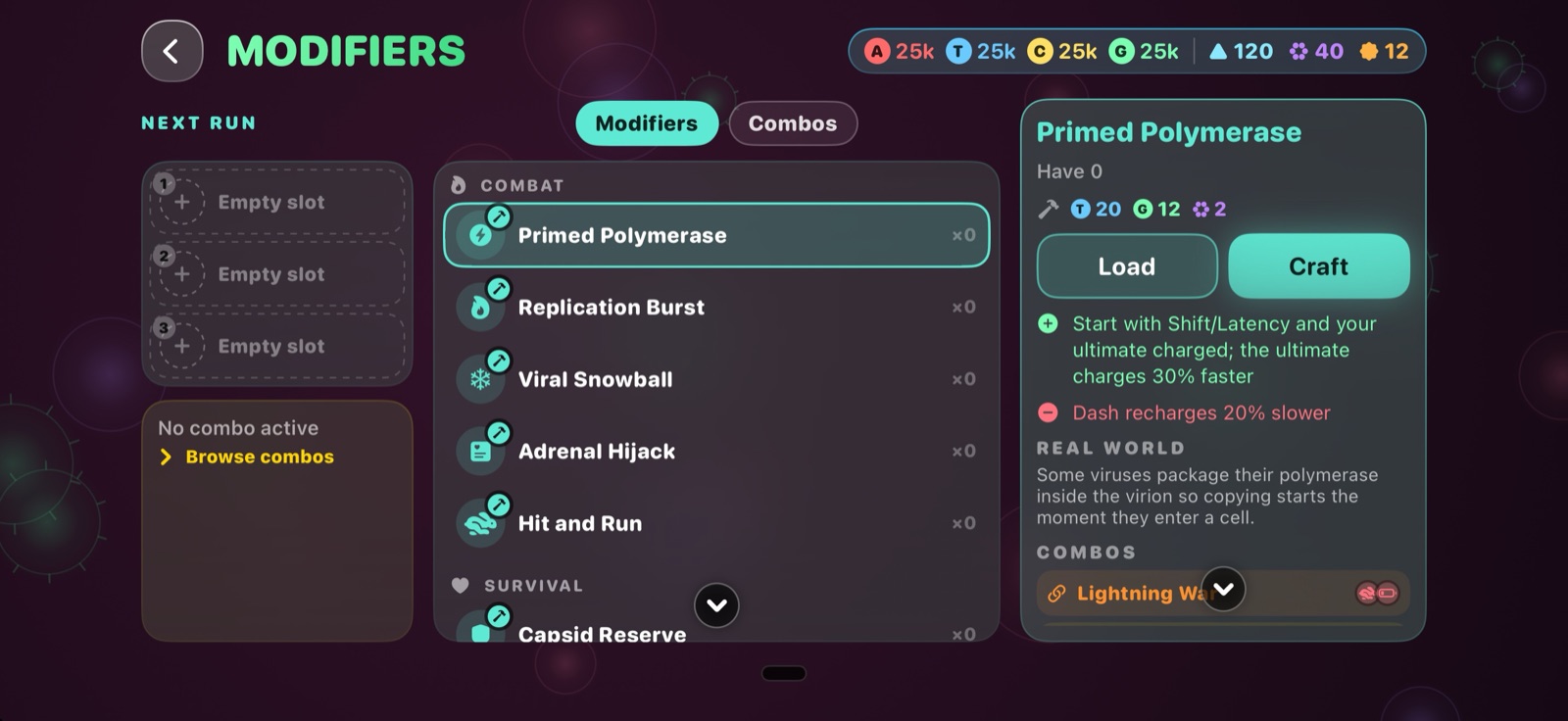Choosing run modifiers